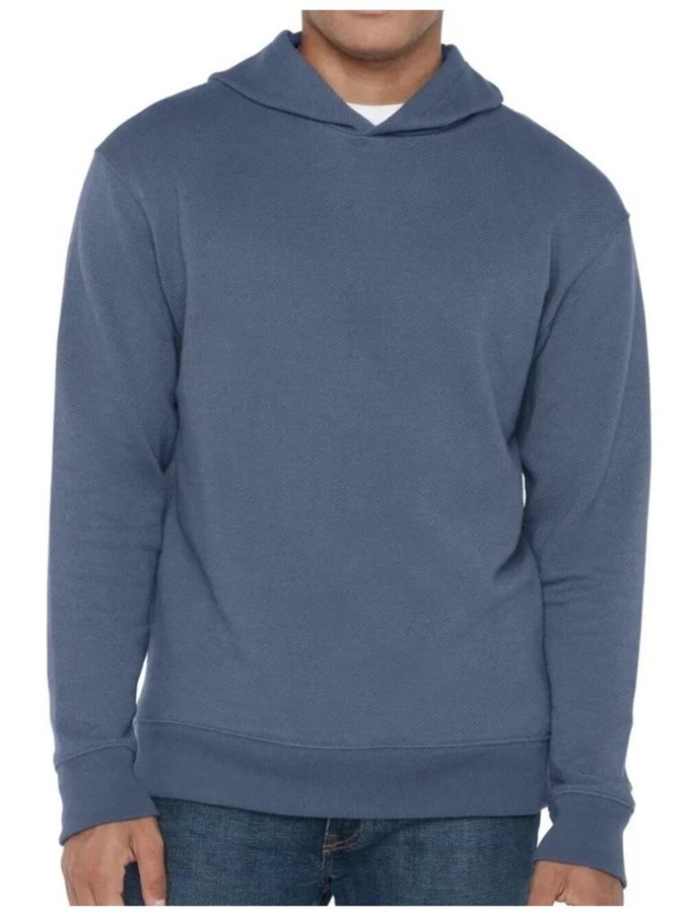 NWT Infinity Linearflex Men's L Blue  Hoodie Textured Knit Regular Fit